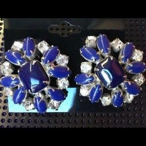 Vtg Wirth of California Pair of Clip Earrings Blue